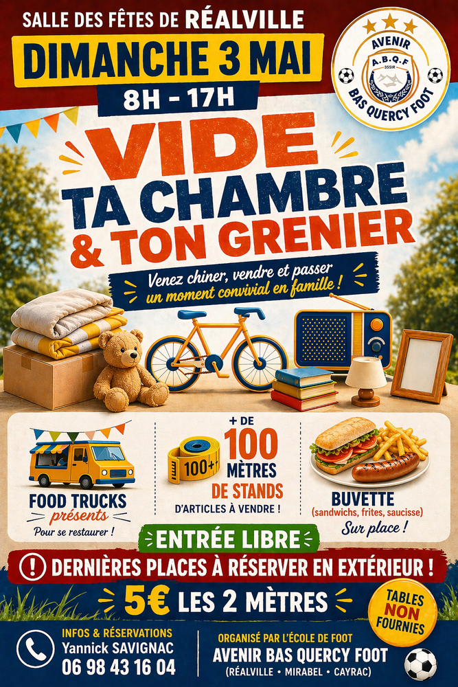 Vide grenier de l'&eacute;cole de foot Avenir Bas Quercy Foot 0 R�alville (82)