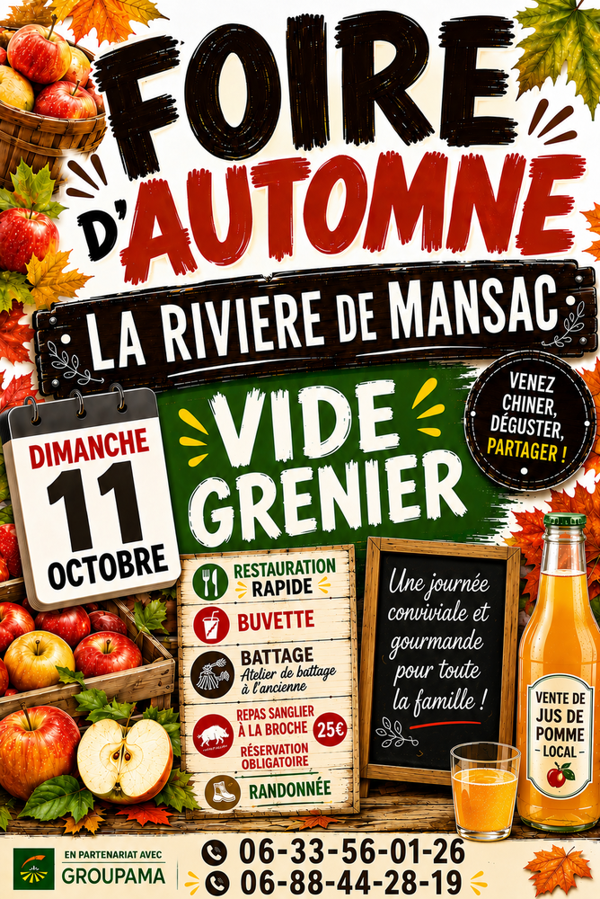 VIDE GRENIER / FOIRE D'AUTOMNE  LA RIVIERE DE MANSAC 19 0 Mansac (19)