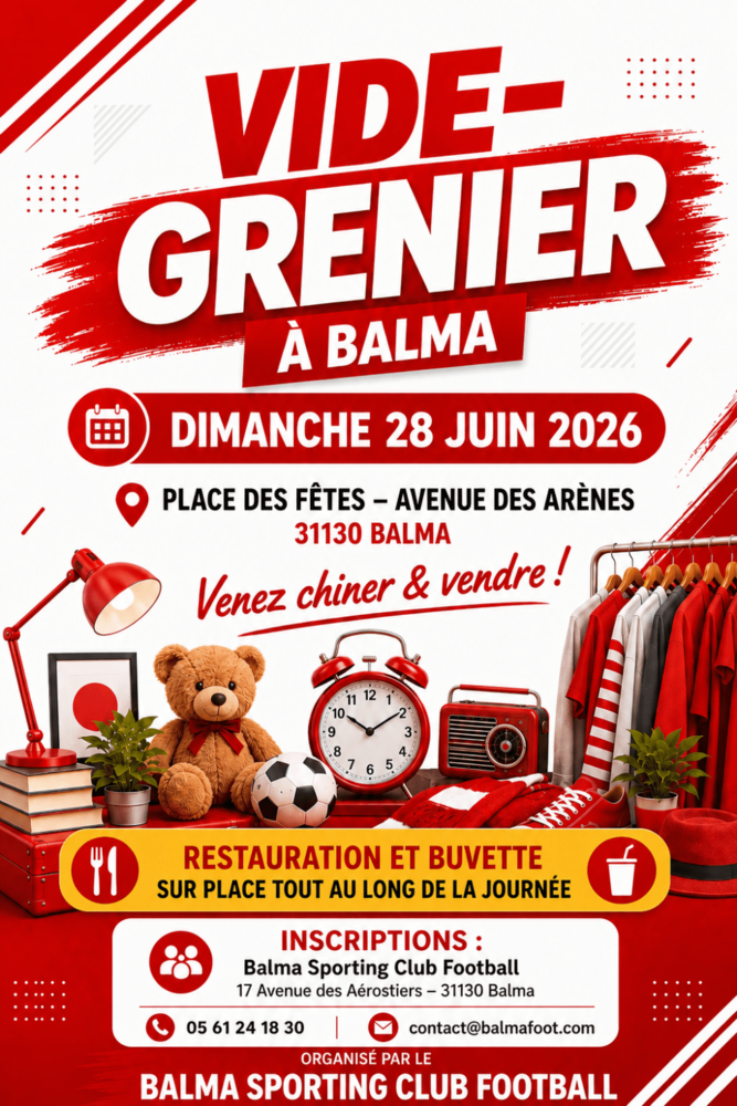 VIDE GRENIER DU FOOT BALMA 28 JUIN 2026 0 Balma (31)