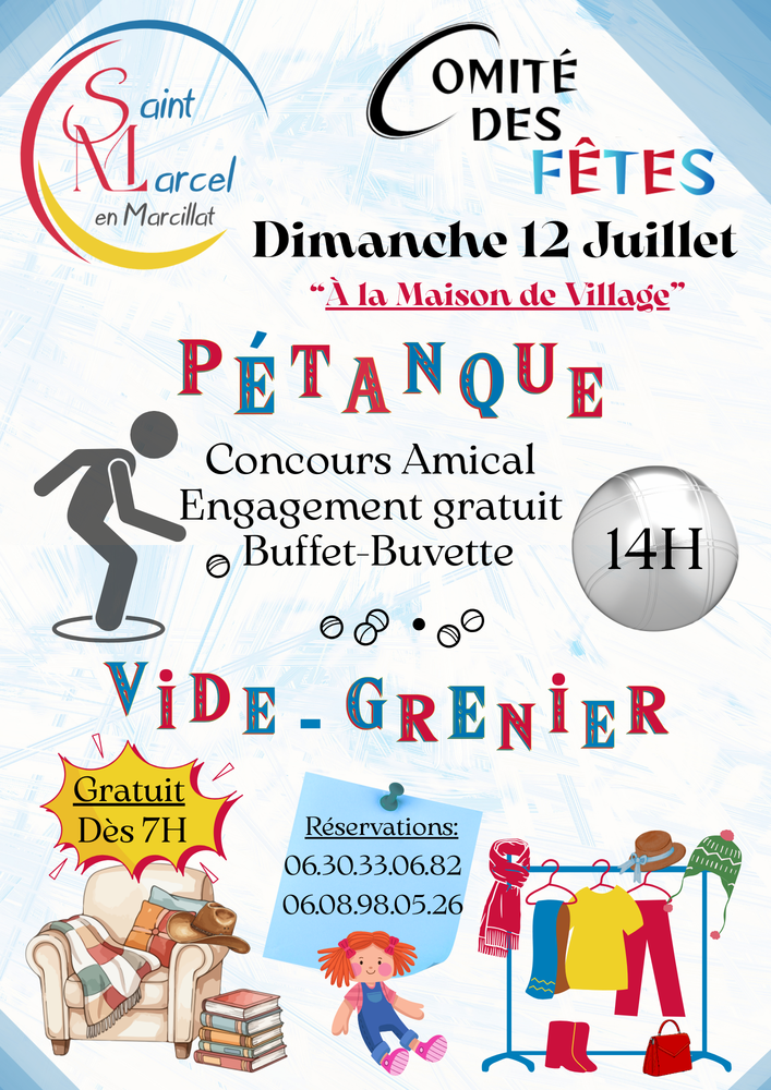 Vide grenier gratuit et concours amical de p&eacute;tanque gratuit 0 Saint-Marcel-en-Marcillat (03)