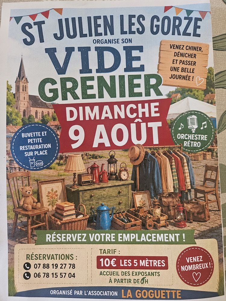 vide grenier &agrave; St Julien -les-Gorze Dimanche 9 Aout 2026 0 Saint-Julien-lès-Gorze (54)