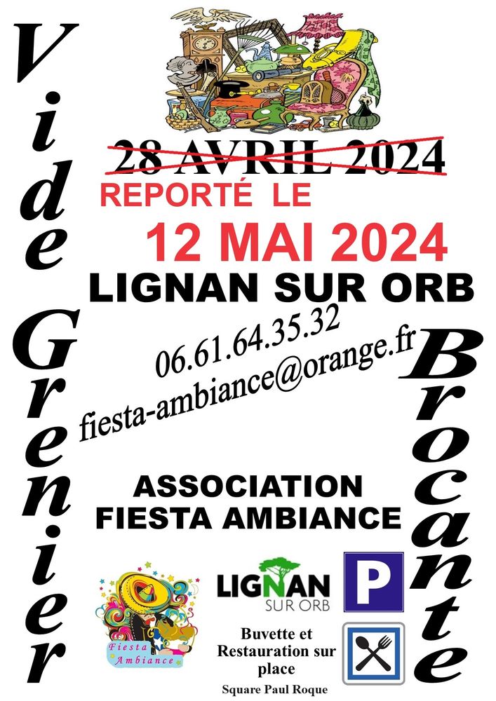 VIDE GRENIER A LIGNAN SUR ORB LE 12 MAI 2024 0 Lignan-sur-Orb (34)