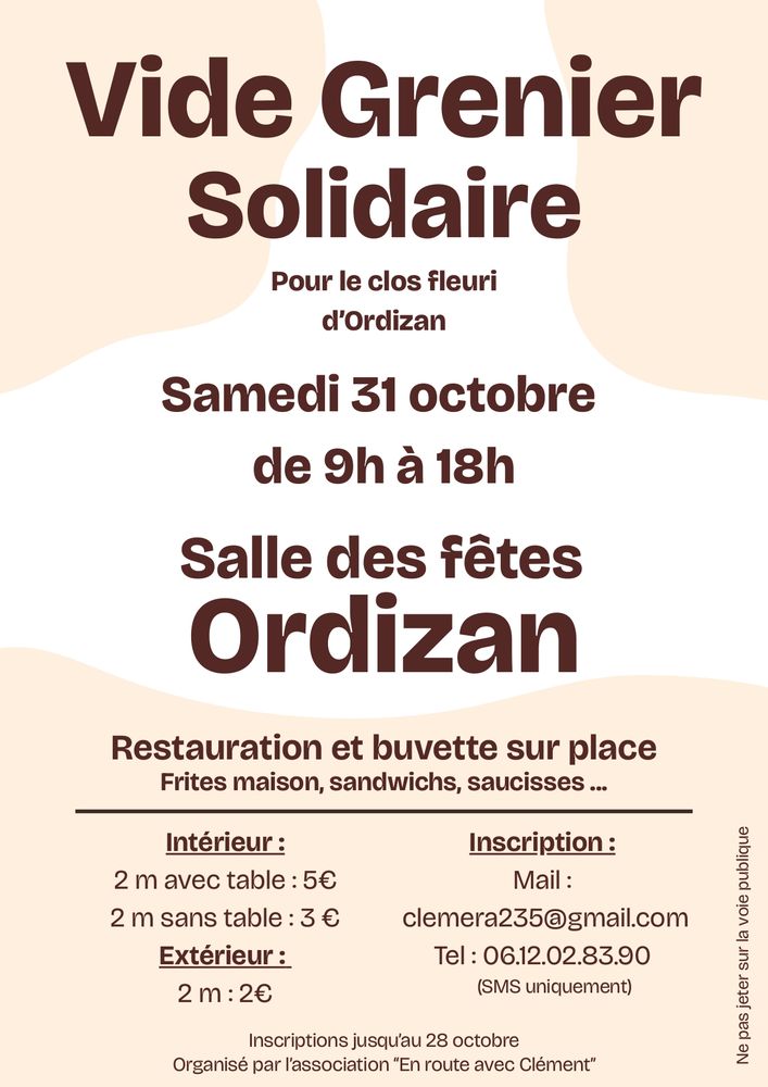 Vide grenier Solidaire - Samedi 31 Octobre 2026 - Ordizan 0 Ordizan (65)