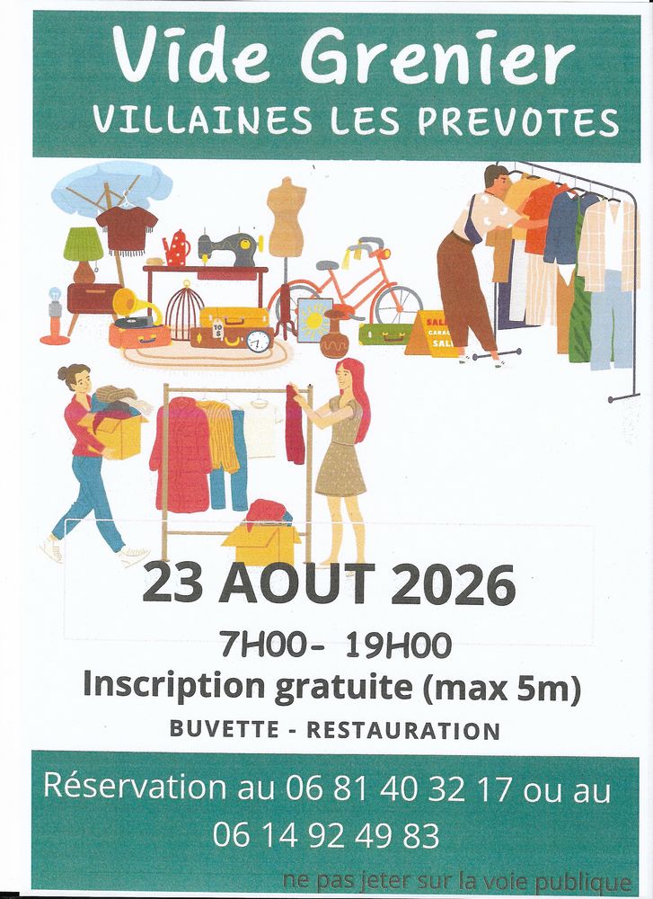 Vide grenier &agrave; Villaines les Pr&eacute;votes le 23 ao&ucirc;t 2026 0 Villaines-les-Prévôtes (21)