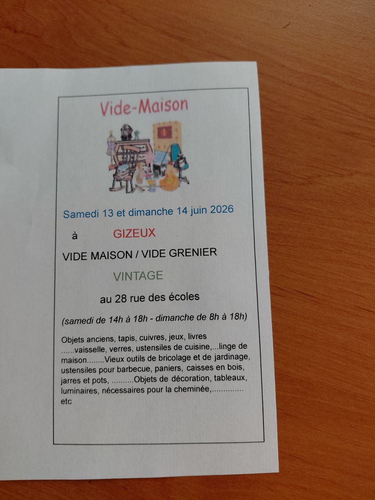 Vide-grenier Vintage / Vide-maison les 13 et 14 juin 0 Gizeux (37)