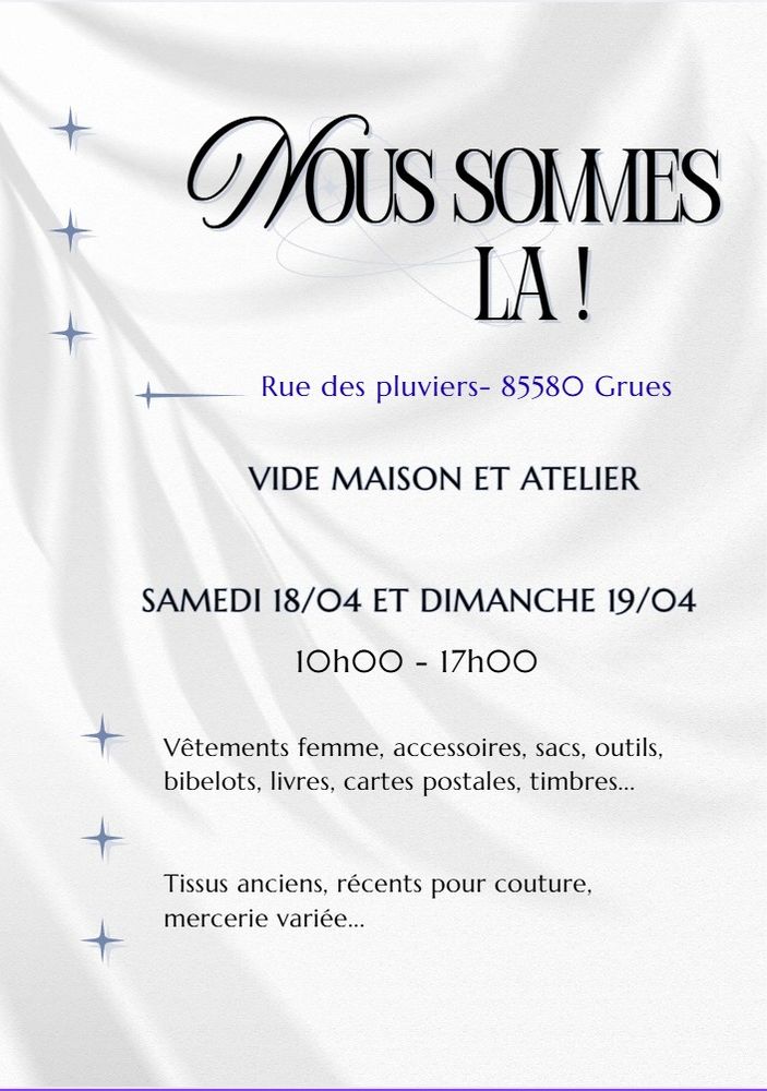 vide maison et atelier couture 0 Grues (85)