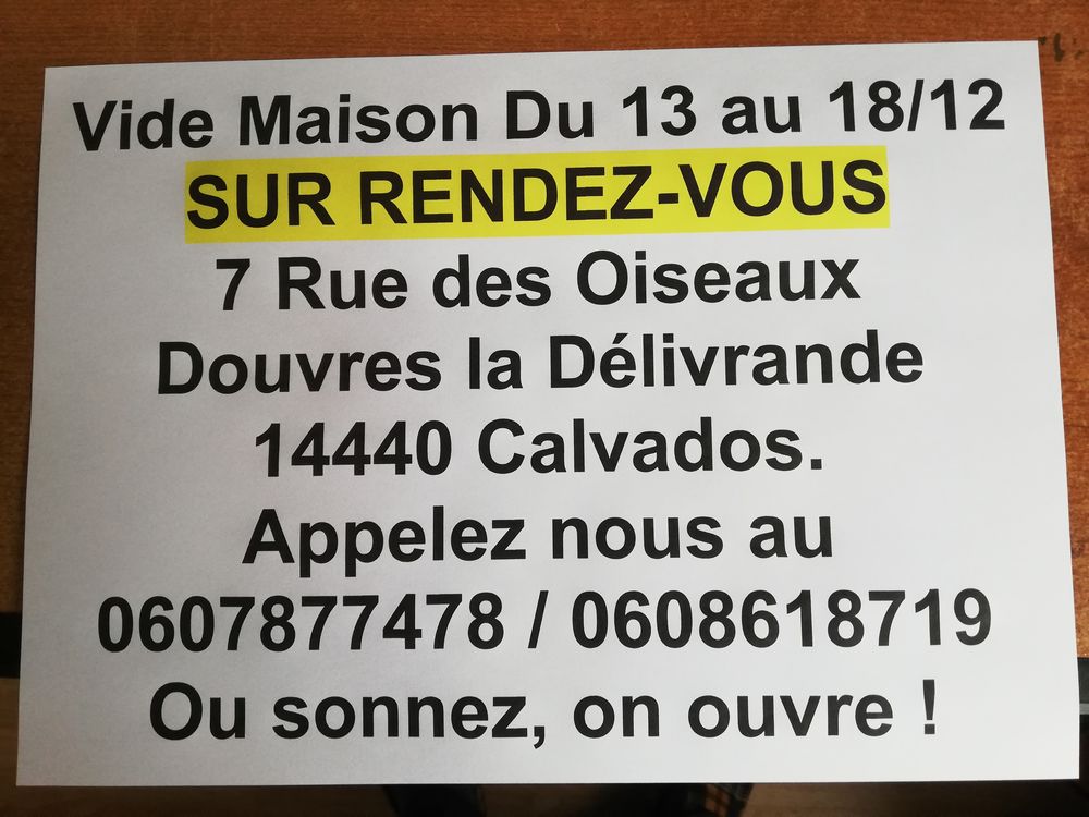 Vide maison du 13 ou 18/12 &agrave; Douvres 14440 0 Douvres-la-D�livrande (14)