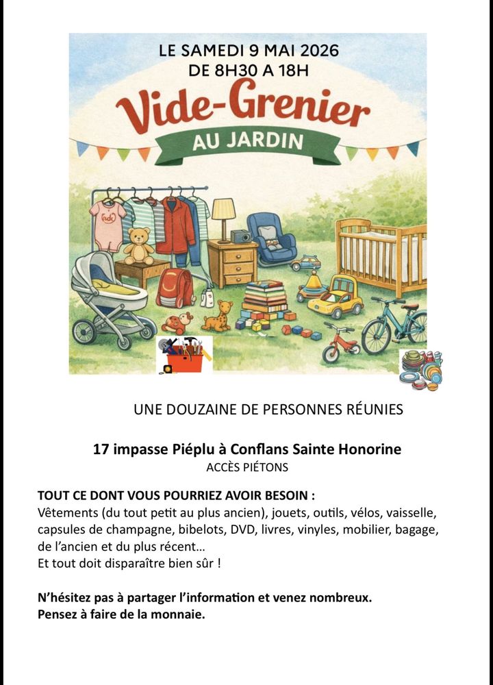 vide maison au jardin &agrave; Conflans 78 le 9 mai 2026 0 Conflans-Sainte-Honorine (78)