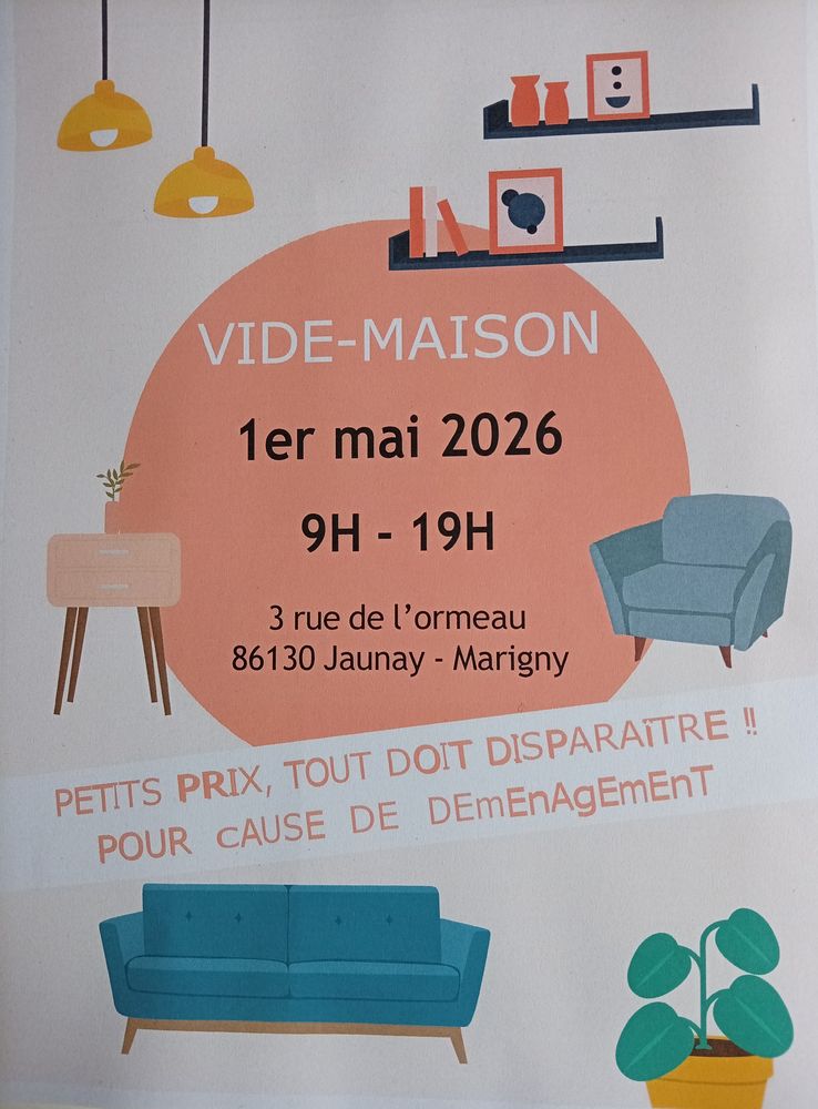 Vide maison pour cause de d&eacute;m&eacute;nagement. Petits prix 0 Jaunay-Marigny (86)