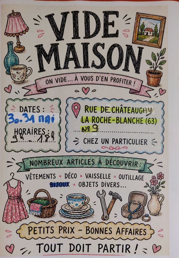 Vide Maison &agrave; La Roche Blanche (63) 30 et 31 MAI 0 La Roche-Blanche (63)