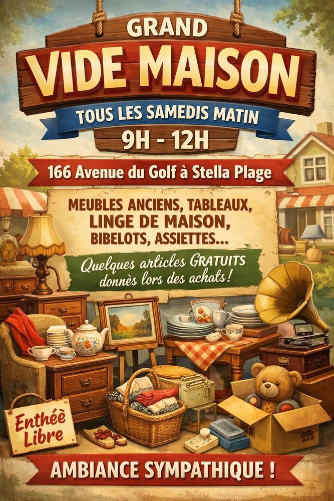vide maison stella plage 166 avenue du golf chaque samedi matin 1 Cucq (62)