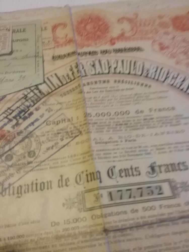 vieux documents obligations emprunts de 1908 10 Boutervilliers (91)