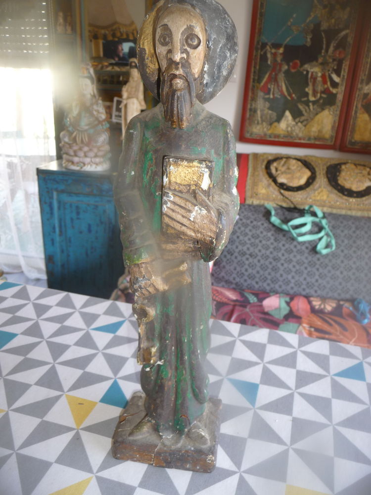 vintage - XIX° - statue religieuse en bois polychrome 450 Albertacce (20)