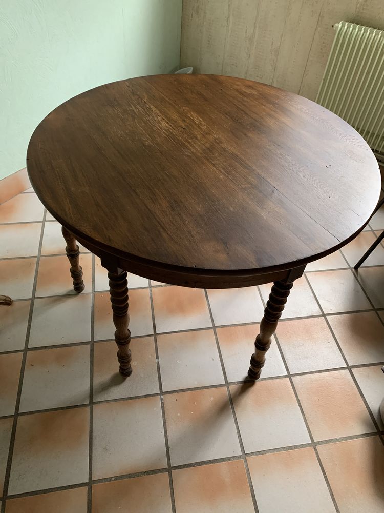 vintage table ronde chêne massif 40 Soyaux (16)
