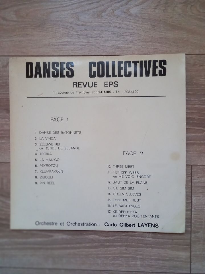 Vinyle 33T danses collectives revues EPS par Carlo Gilbert L 1 Villiers (86)