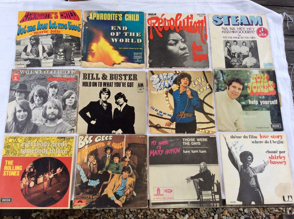 Vinyles 45 T Vari�t� Anglaises ann�es 70 12 disques 25 Gif-sur-Yvette (91)