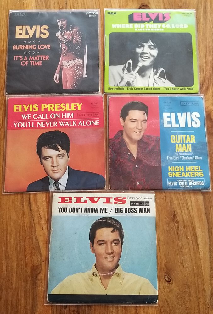 1 Lot de 5 Vinyls 45 tours d'ELVIS PRESLEY de 1967 � 1972 0 Saint-Sulpice-sur-L�ze (31)