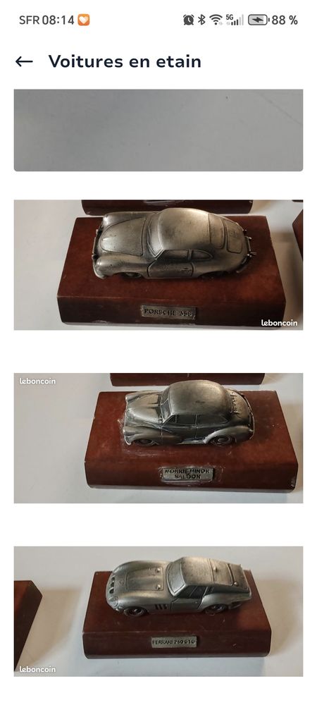 Voitures etain 8 Pontault-Combault (77)