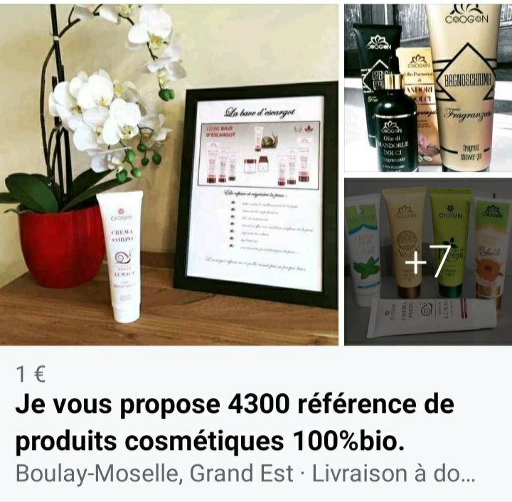 je vous propose plus de 4300 r�f�rences de produits cosm�tiques 100%bio. 1 Metz (57)
