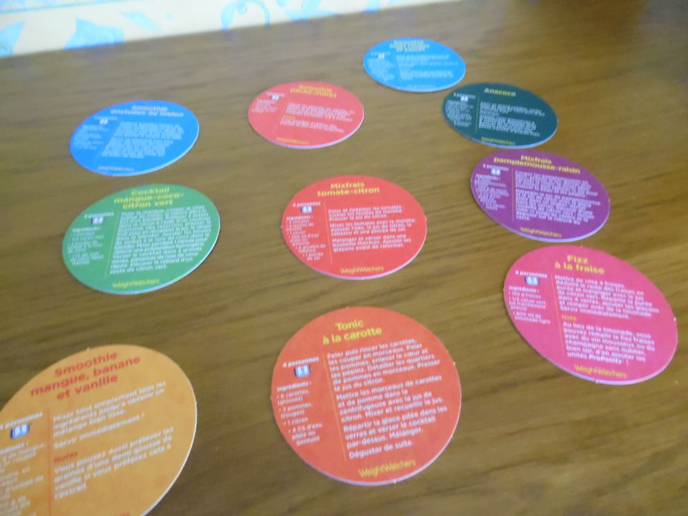 WEIGHT WATCHERS : sous-verres recettes cocktails 3 Abbeville (80)