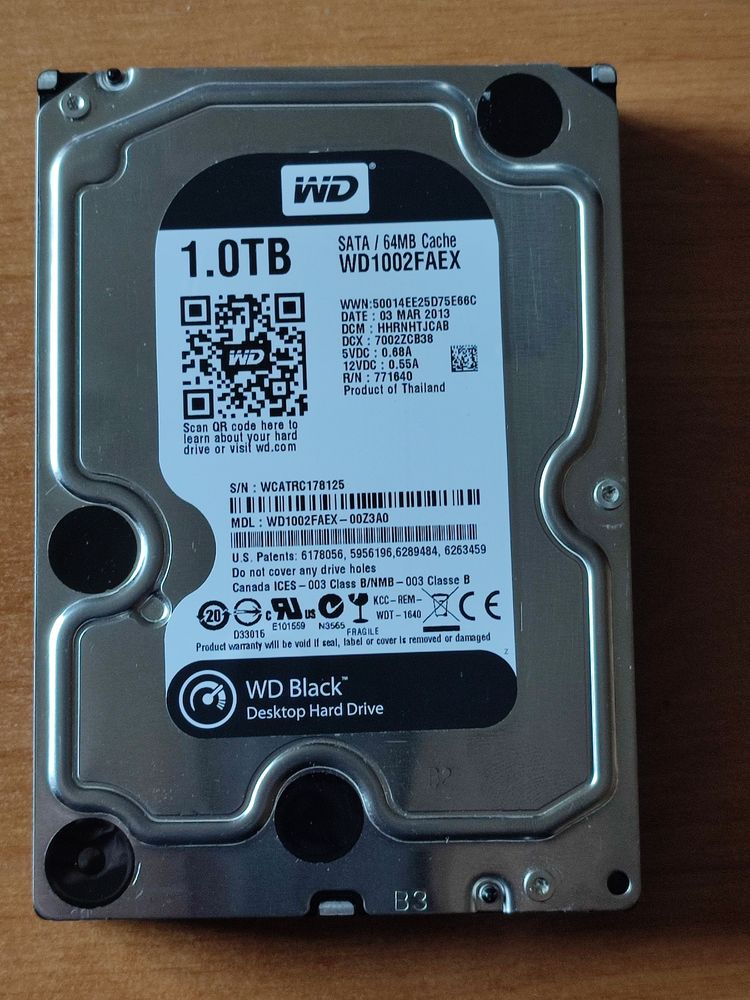 Western Digital 1TB WD1002FAEX SATA 64MB 3,5 
25 Cormeilles-en-Parisis (95)
