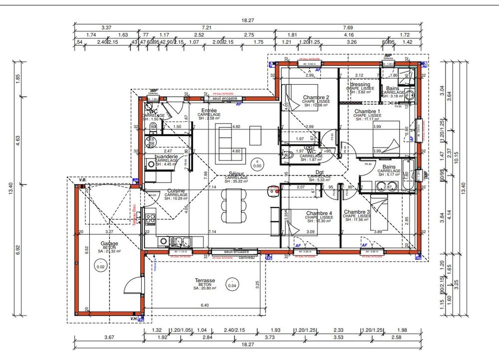 Maison de 118 m2 plain pied sur terrain 618 m2