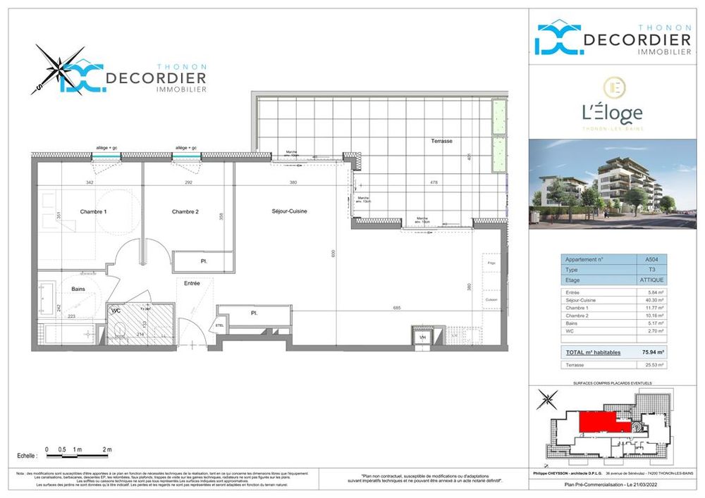 À VENDRE - APPARTEMENT T3 EN ATTIQUE - NEUF - THONON-LES-BAINS (74200)