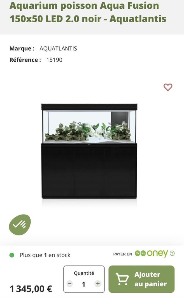 aquarium marque AQUATLANTIS 450 litres Neuf + meuble 900 83140 Six-fours-les-plages