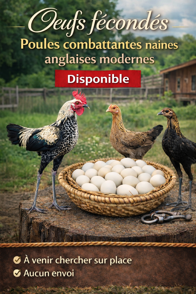 Oeufs f&eacute;cond&eacute;s combattant nain anglais moderne 3 34750 Villeneuve-l�s-maguelone