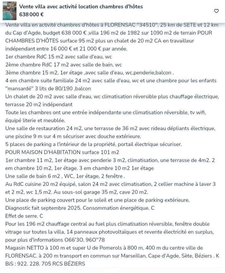 maison d'habitation et 5 en chambre d'hôtes