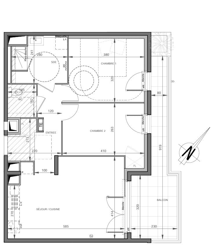Appartement T3 62 m2 terrasse 12 m2 entrée Est de SETE