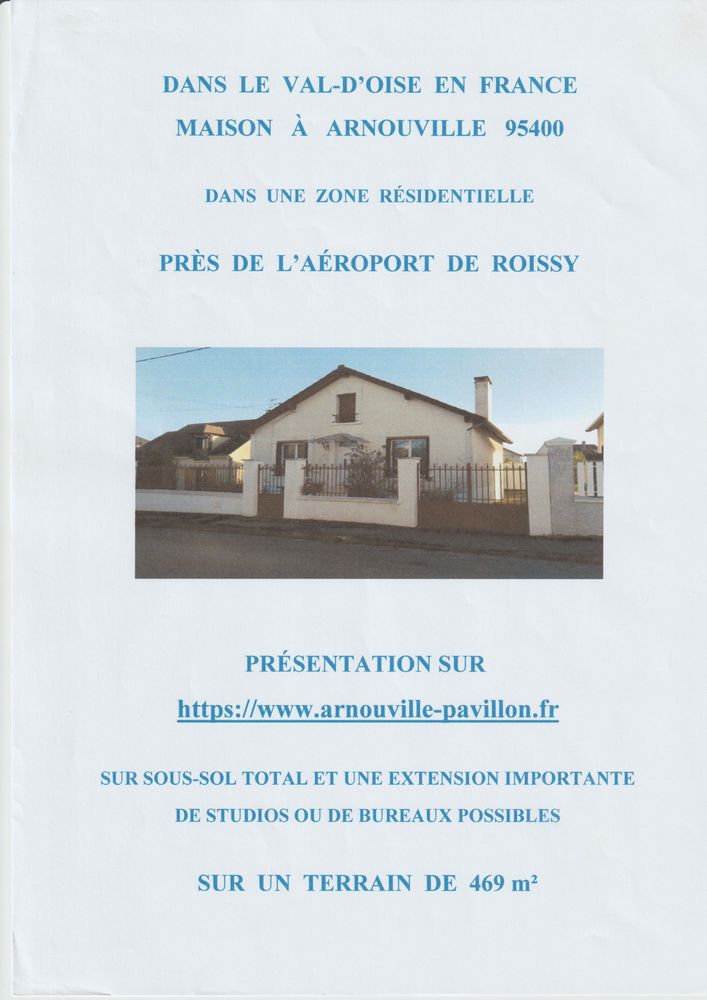 PAVILLON PRES AÉROPORT DE ROISSY ZONE RÉSIDENTIELLE