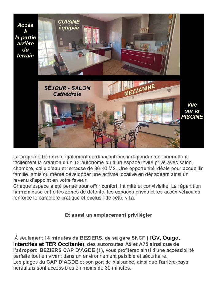 Aux portes de BEZIERS et à proximité du CAP D'AGDE