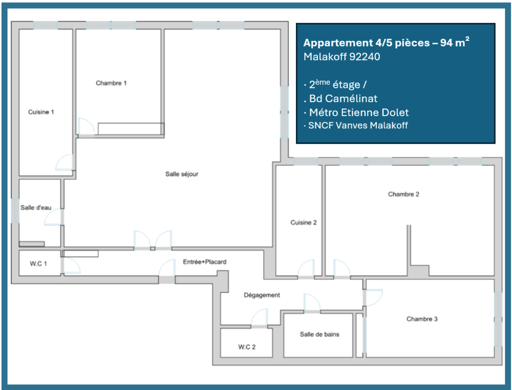 Appartement lumineux de 94 m² à Malakoff proche métro