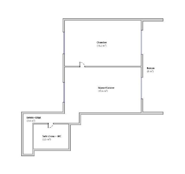 T2 de 49 m2 avec balcon 9 m2 en centre ville de Bezons