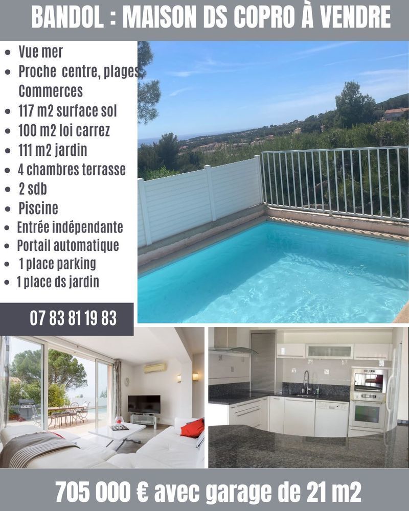 maison 4 chambres vue mer Bandol piscine