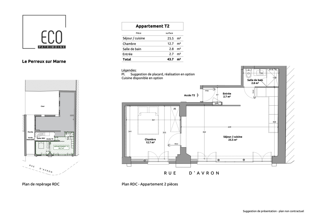 2 pièces 44m2 'Sur mesure' Rénovation complète +Cave de 8m2