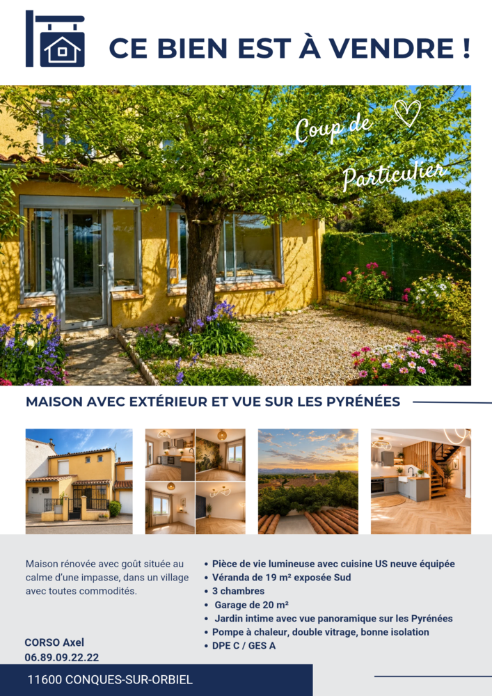 JOLIE MAISON AVEC EXTÉRIEUR ET VUE SUR LES PYRÉNÉES