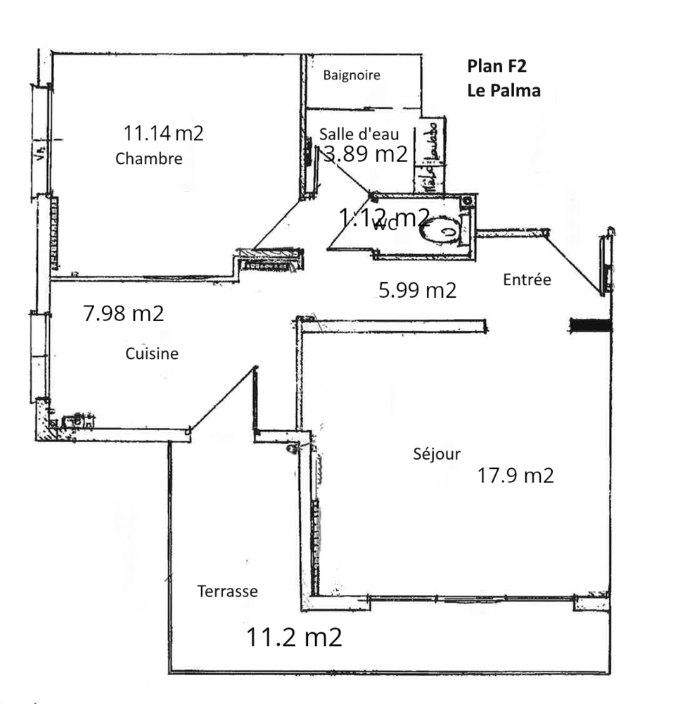 Appartement T2 de 48m2 Montpellier quartier Hôpitaux Fac
