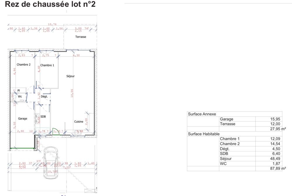 Maison Plain Pied Type T3 Commune de PIA 88 m²