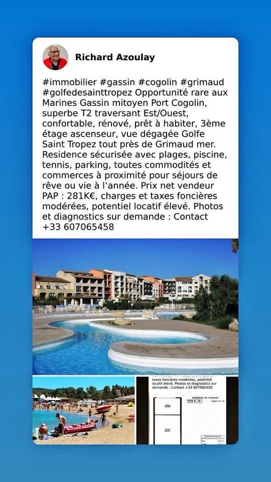 Opportunité aux Marines Gassin / Port Cogolin, superbe T2