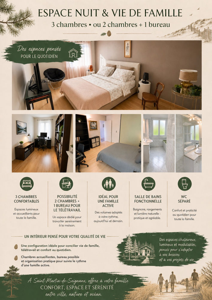 Maison T4-122m² de plain-pied avec jardin arboré de 835m²