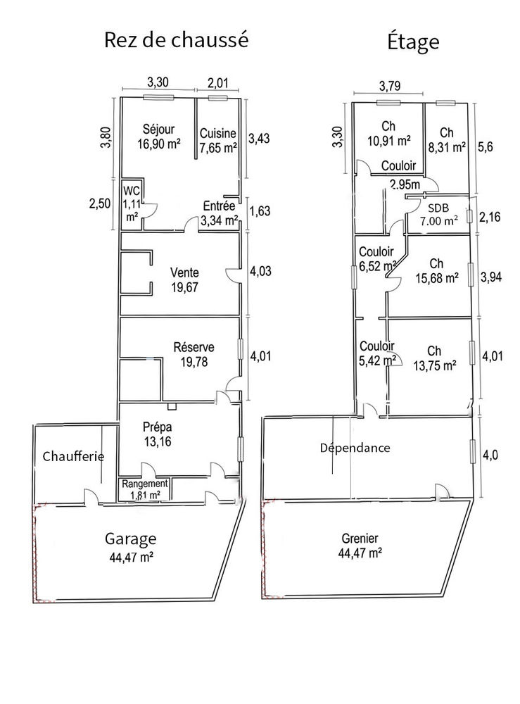 Maison de bourg 100m² habitables + 200m² de potentiel (Local