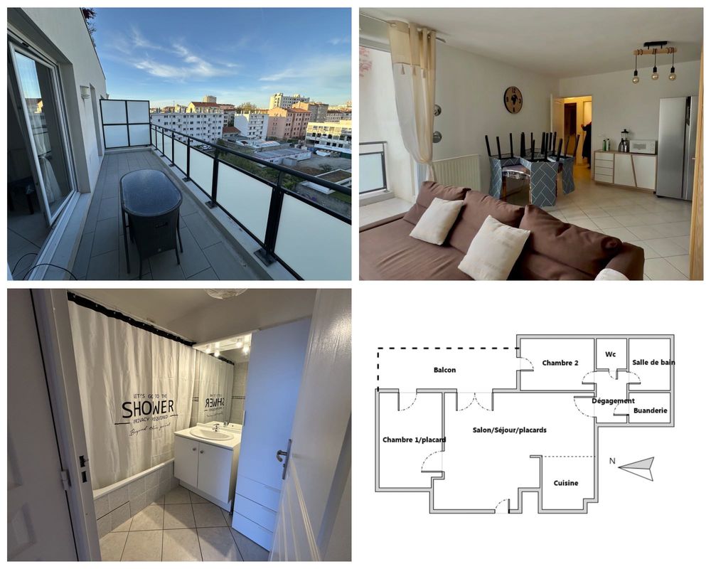 Appartement lumineux 3 pièces avec balcon €" Villeurbanne