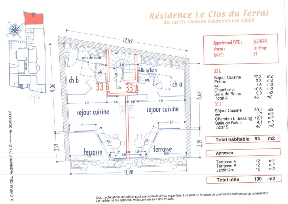 2 F2 + parkings au centre de Cournonterral (34)