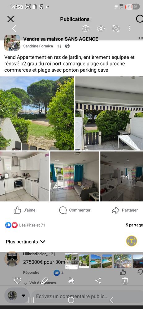Appartement rez de jardin grau-du-roi port camargue sud