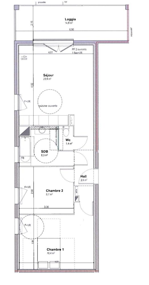 T3 61 m² avec terrasse de 15m², vue exceptionnelle & parking
