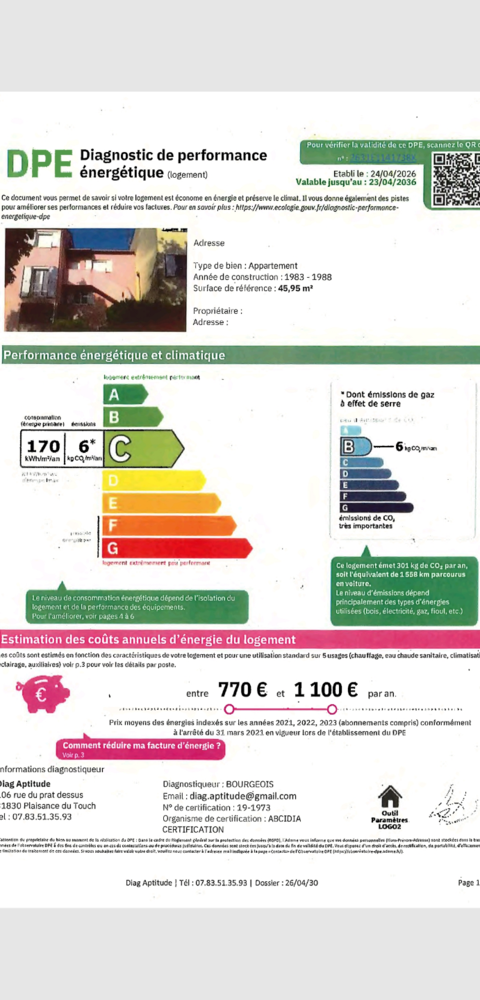 Particulier appt Type 2 46 M2