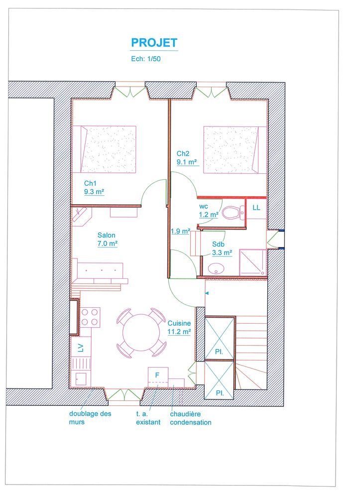 Appartement traversant T3 43 m² Vizille