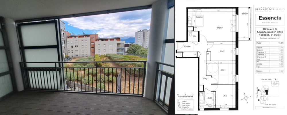 Appartement ? 4 pièces ? 76 m² - Etage 3/9 - Garage